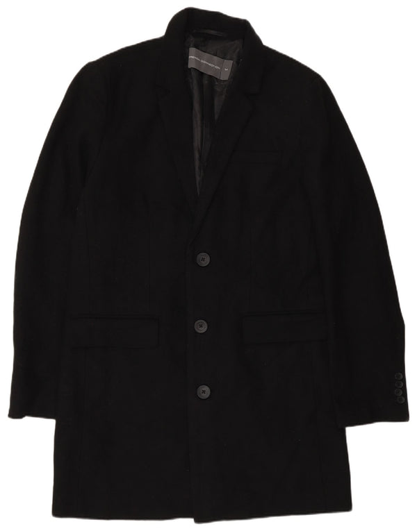 French Connection Mens Overcoat UK 38 Medium Black Wool