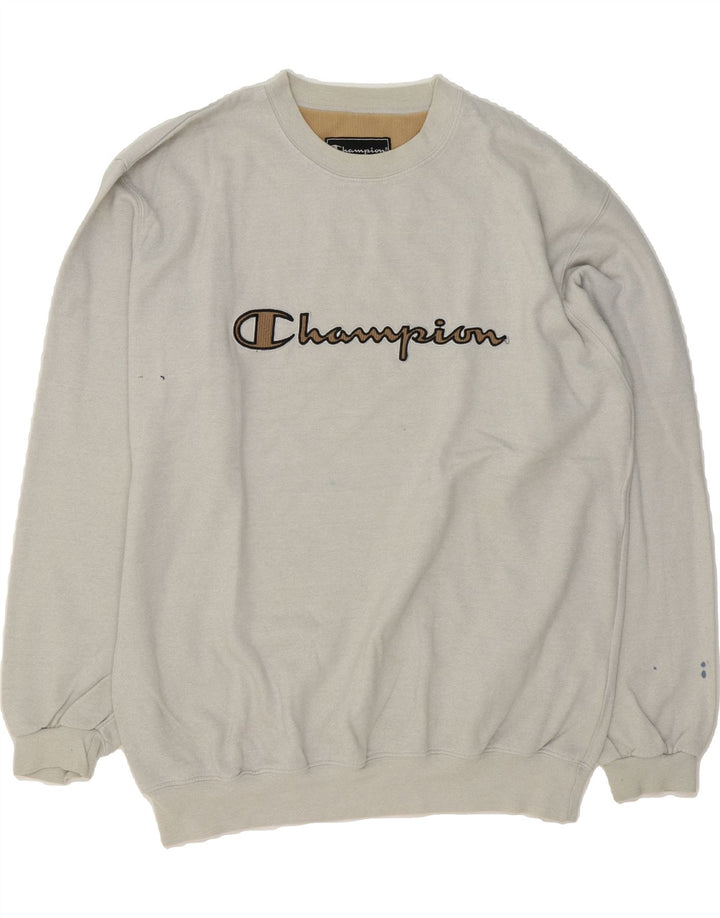 CHAMPION Mens Graphic Sweatshirt Jumper XL Grey Cotton Vintage Champion and Second-Hand Champion from Messina Hembry 