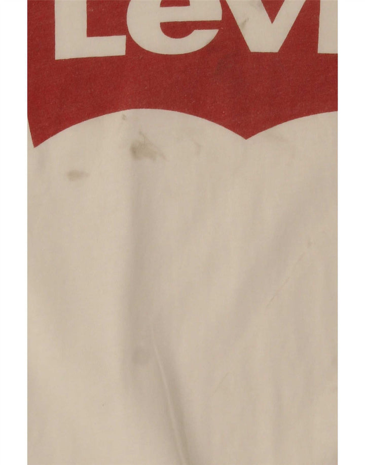 T-shirt grafica da donna Levi's Top UK 12 cotone bianco medio