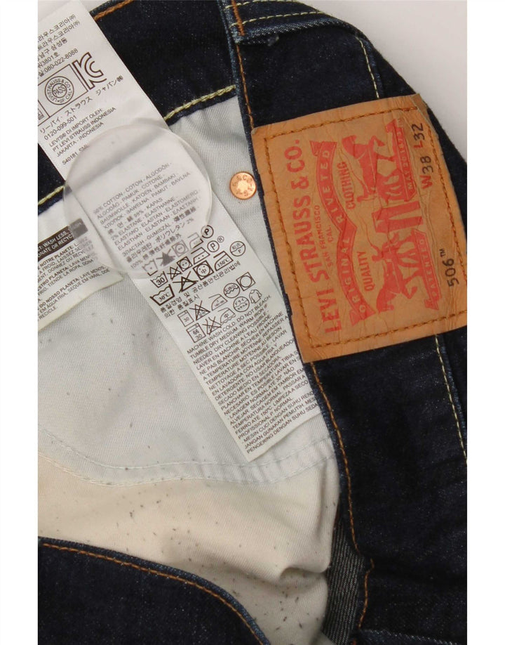 Levi's Herre 506 Straight Jeans W38 L32 Marineblå Bomuld