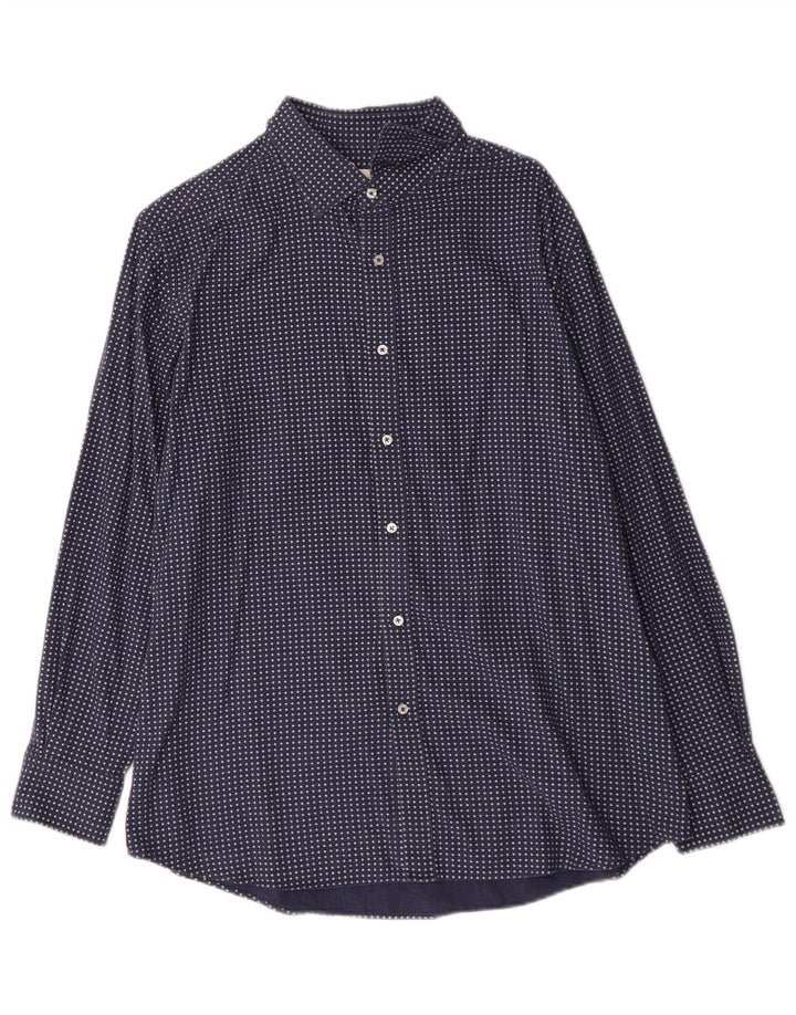 Massimo Dutti Mens Shirt XL Blue Geometric Cotton
