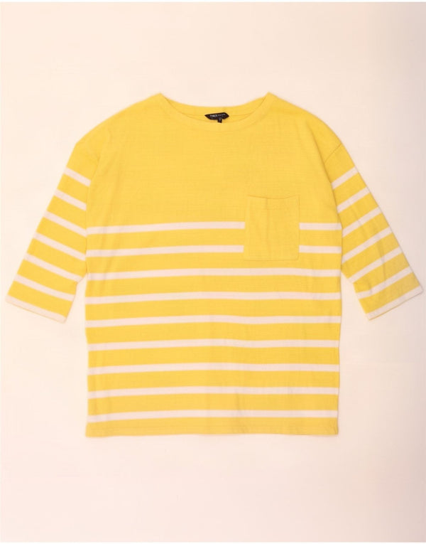 Marks & Spencer Top para mujer manga 3/4 UK 46 Algodón a rayas amarillo grande