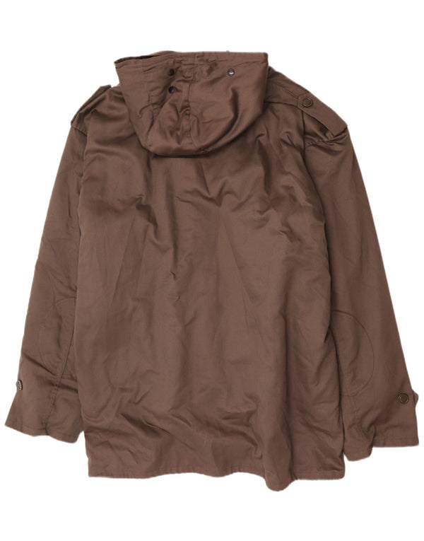 Vintage Mens Military Hooded Sherpa Parka Jacket IT 62 3XL Khaki