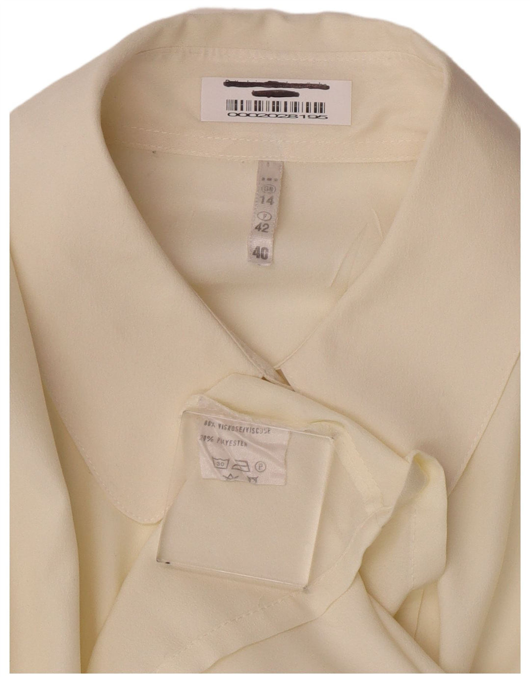 Vintage dameskjorte bluse UK 14 Medium Off White Viscose