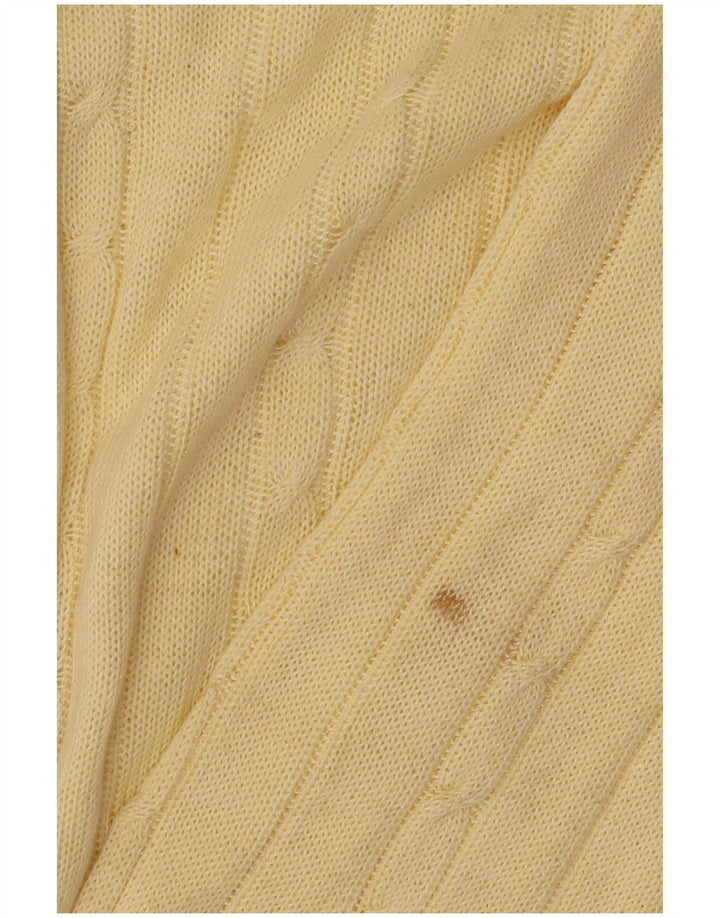 Vintage hombres cuello redondo jersey suéter medio amarillo
