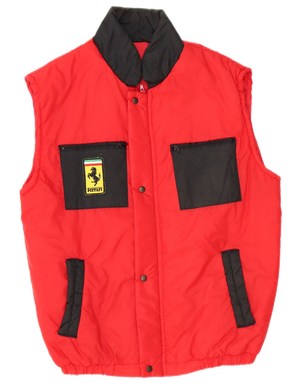 Ferrari Mens Loose Fit Padded Gilet UK 36 Small Red Colourblock Polyester