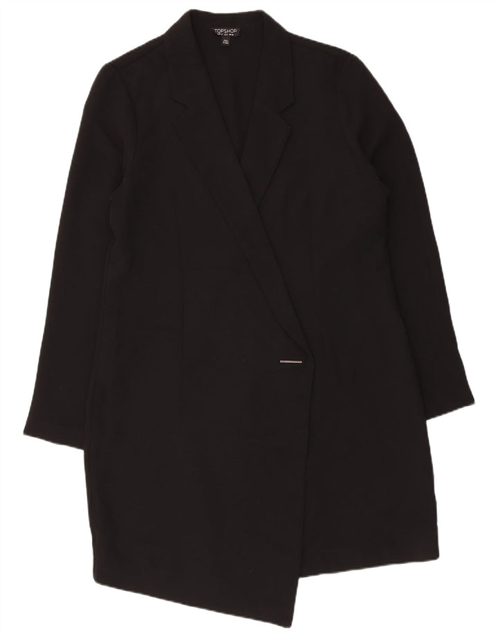 Topshop Womens Overcoat UK 12 Medium  Black Polyester