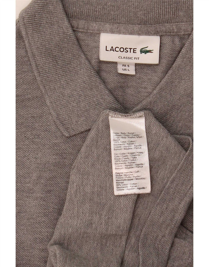 Lacoste Mens Classic Fit Polo Shirt Size 7 Large Grey Cotton