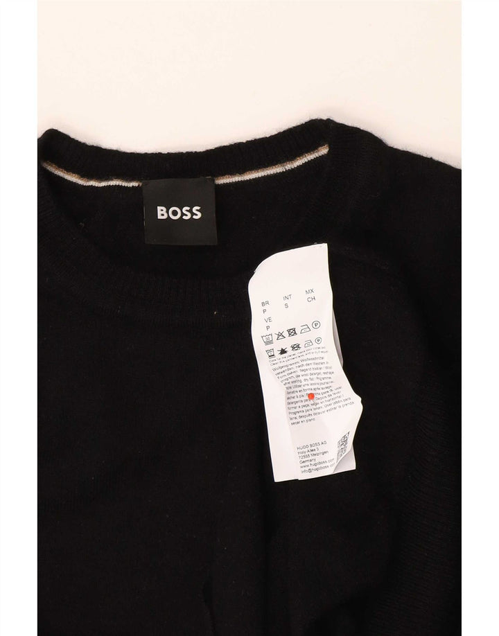 Hugo Boss Mens Crew Neck Jumper Sweater Small Black Virgin Wool