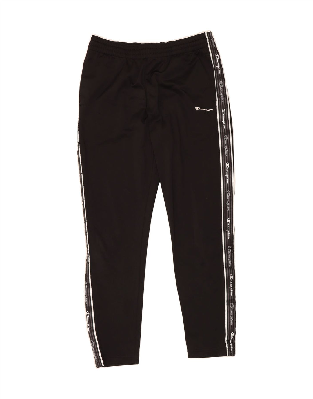 CHAMPION Mens Graphic Tracksuit Trousers Large  Black Polyester Vintage Champion and Second-Hand Champion from Messina Hembry 