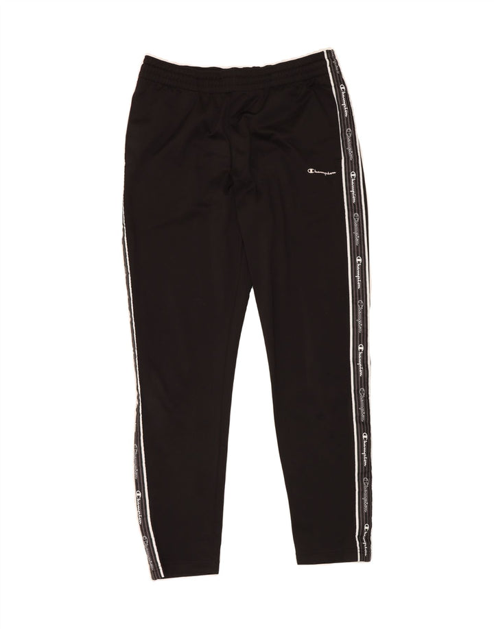 CHAMPION Mens Graphic Tracksuit Trousers Large  Black Polyester Vintage Champion and Second-Hand Champion from Messina Hembry 