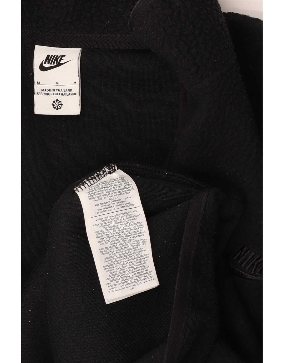 Nike Chaqueta de forro polar holgada para hombre UK 38 Mediano Negro Poliéster