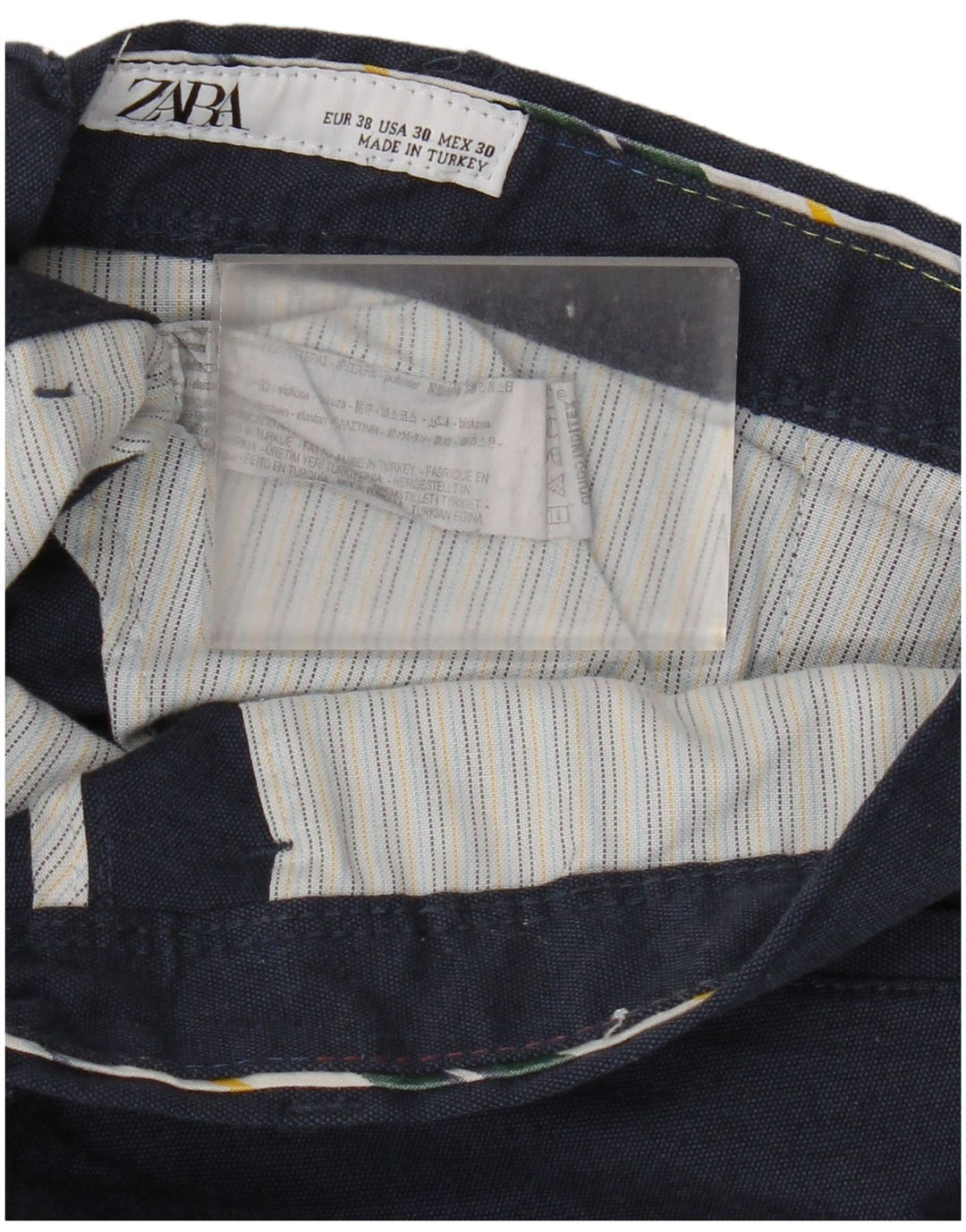 Zara Mens Slim Chino Trousers EU 38 Small W30 L29 Navy Blue Polyester
