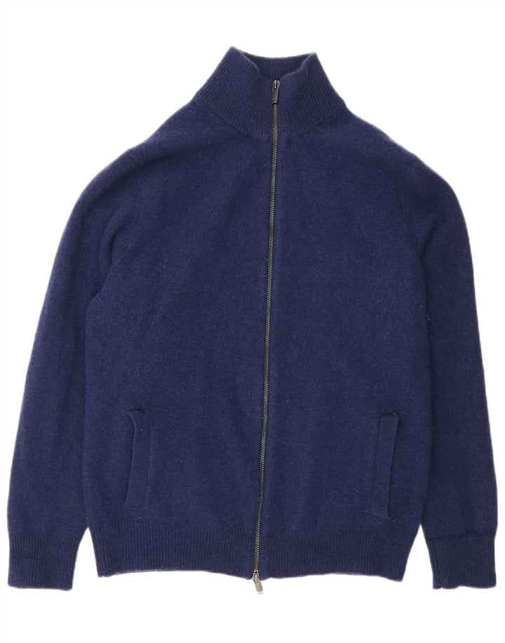 Massimo Dutti Maglione cardigan da uomo grande in lana blu navy