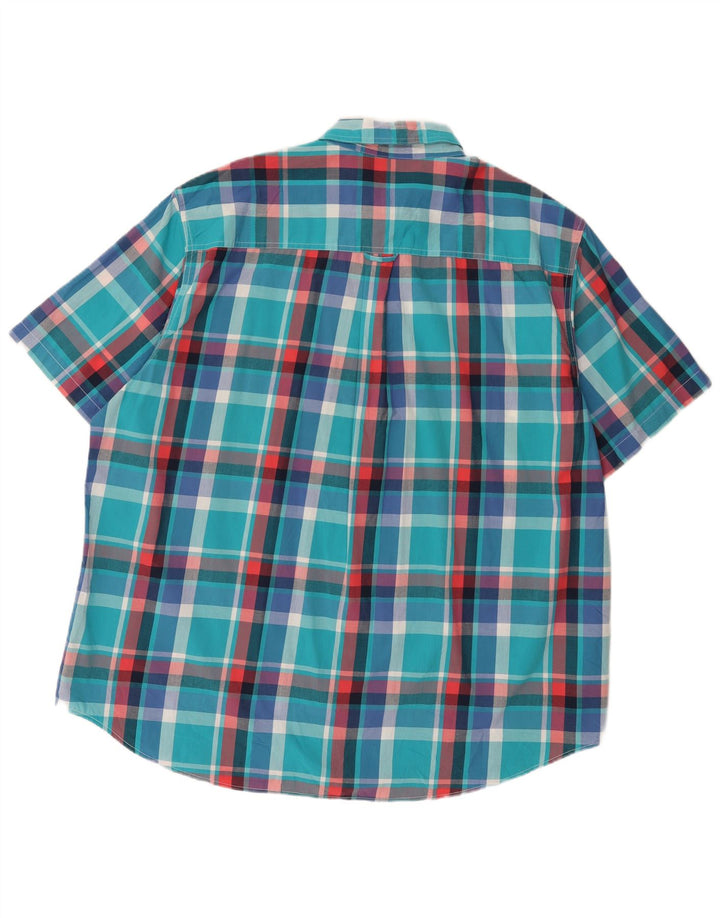 Chaps Herren Big Kurzarmhemd 2XL blau kariert Baumwolle