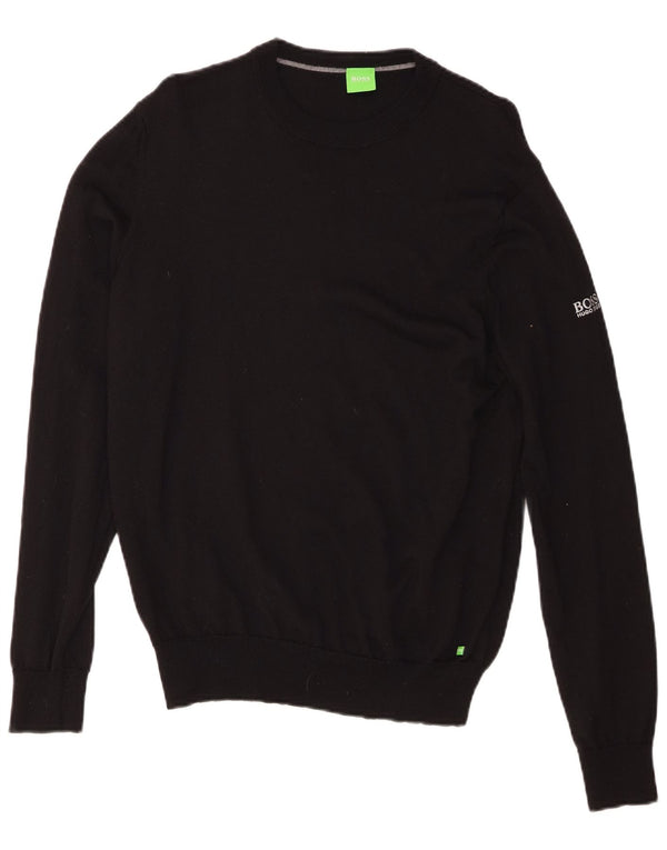 Hugo Boss Mens Crew Neck Jumper Sweater Large Black Virgin Wool
