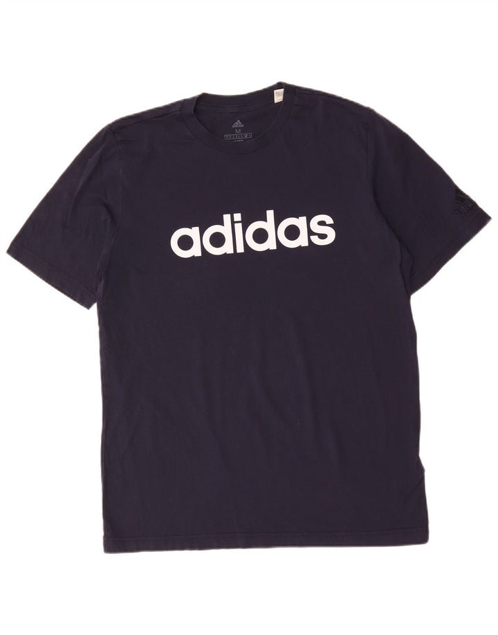 ADIDAS Mens Graphic T-Shirt Top Medium Navy Blue Cotton
