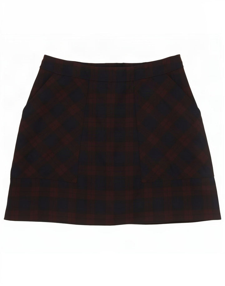 Jigsaw Dame Mini-nederdel UK 12 Medium W30 Marineblå Ternet polyester