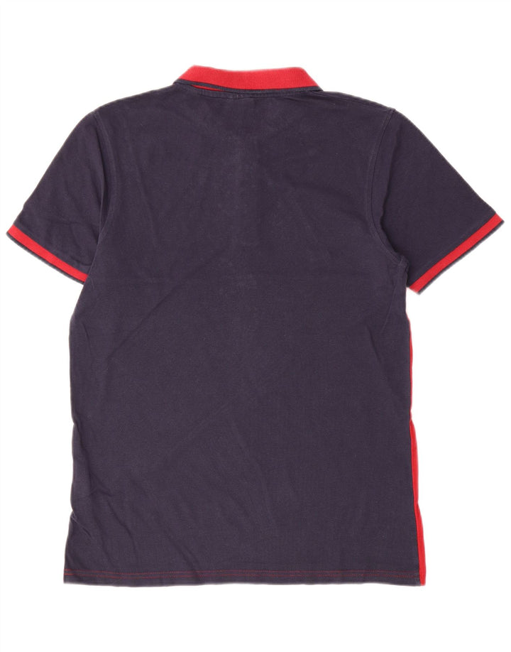 Jack & Jones Mens Polo Shirt Medium Navy Blue Colourblock Cotton