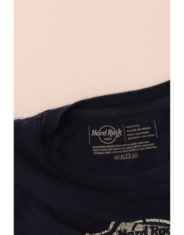 Hard Rock Cafe Mens Graphic T-Shirt Top Medium Navy Blue Cotton