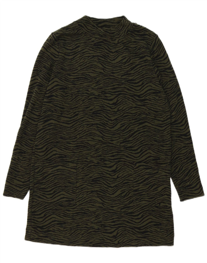 Marks & Spencer Womens Long Sleeve Tent Dress UK 12 Medium Green