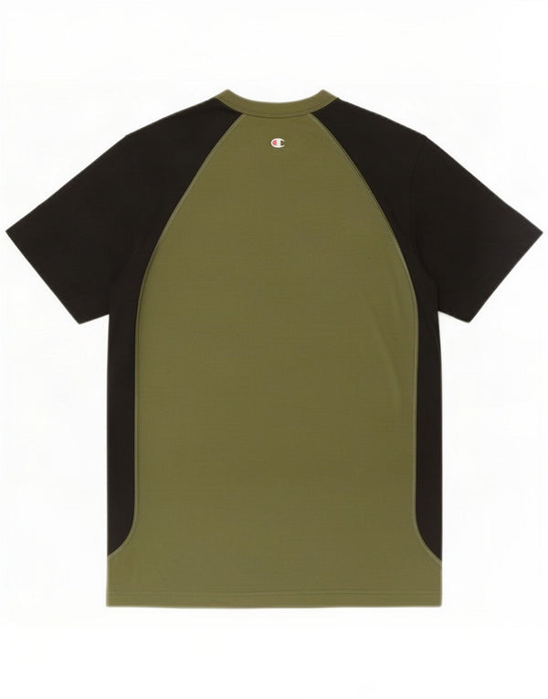 Champion Mens T-Shirt Top Small Green Colourblock Polyester