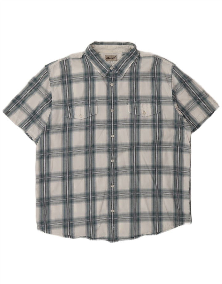 Wrangler Mens Short Sleeve Shirt 2XL Blue Check Cotton