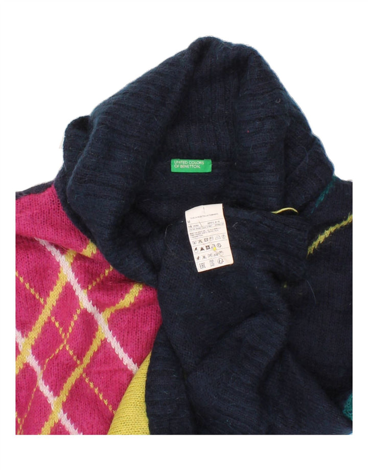 Maglione maglione a collo alto da donna BENETTON UK 14 medio blu navy