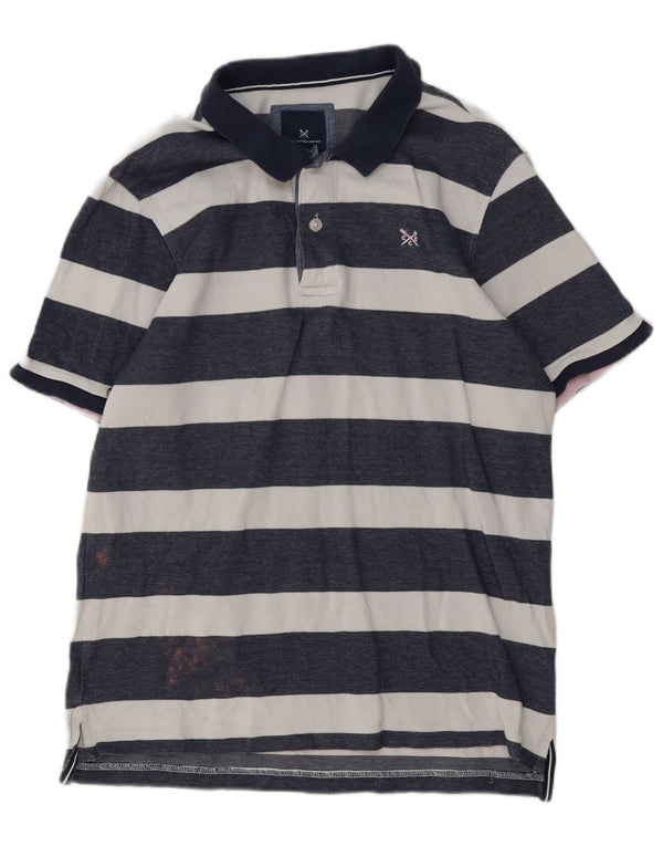 Crew Clothing Polo da uomo grande in cotone a righe blu navy
