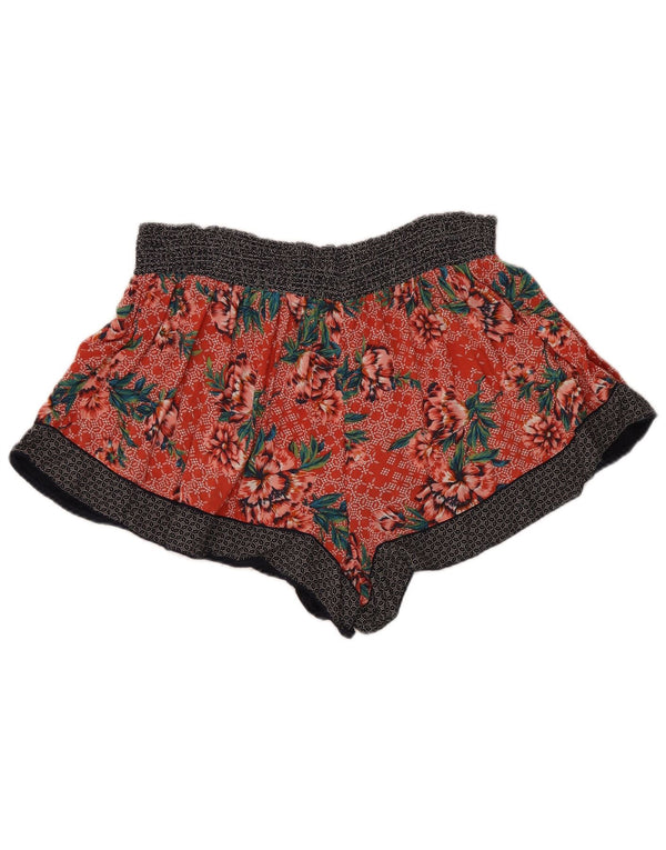 Shorts casuais femininos Marks & Spencer UK 22 3XL W40 laranja floral viscose