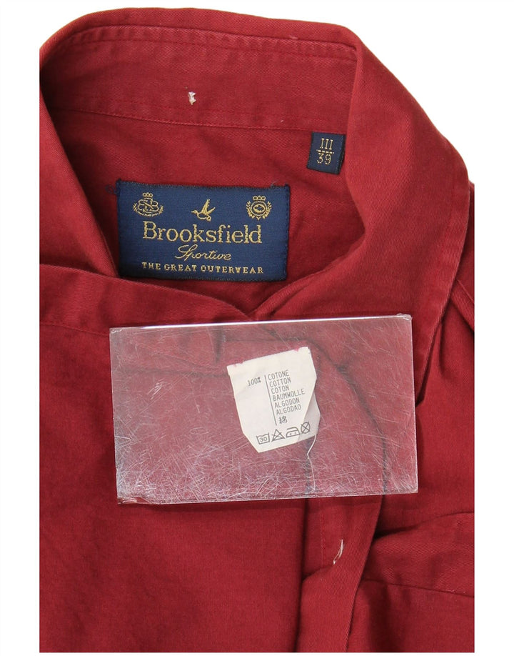 Brooksfield Mens Shirt Size 39 Medium Maroon Cotton