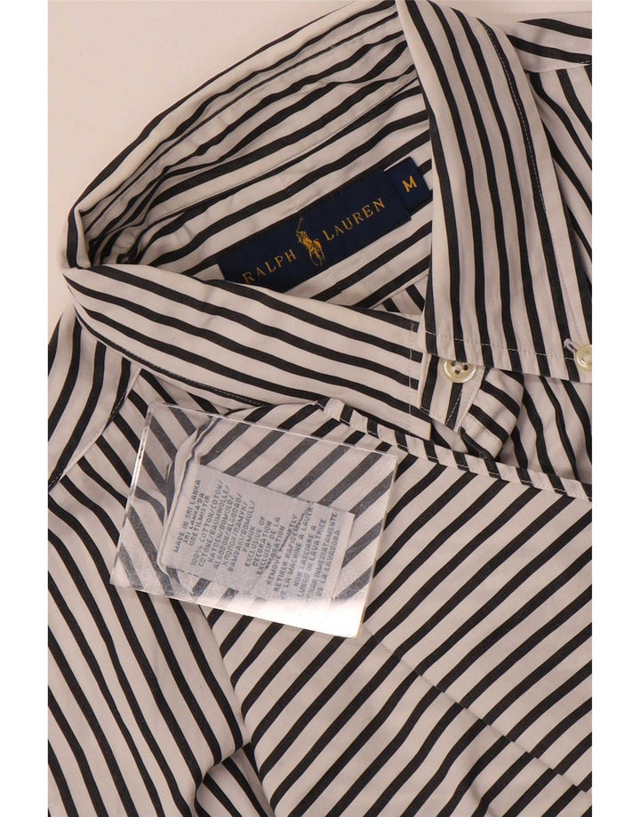 Camisa masculina Ralph Lauren de algodão listrado branco médio
