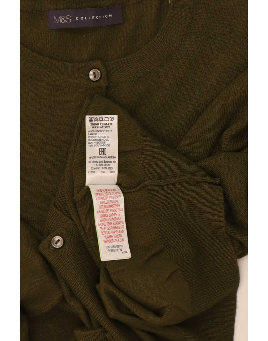 Suéter cardigã feminino Marks & Spencer UK 12 viscose cáqui médio