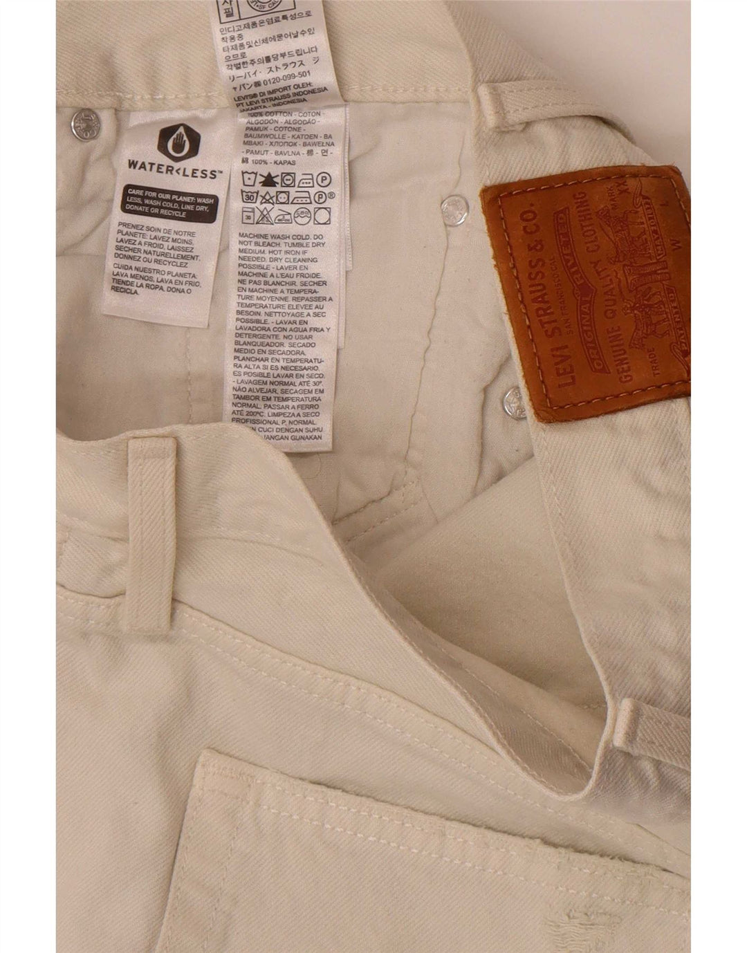 Levi's Womens 501 Distressed Denim Shorts W30 Medium Off White Bomuld