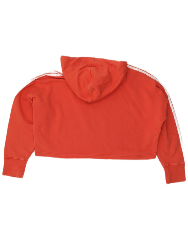 Adidas Womens Crop Oversized Hoodie Jumper UK 8 Small Orange Bomuld