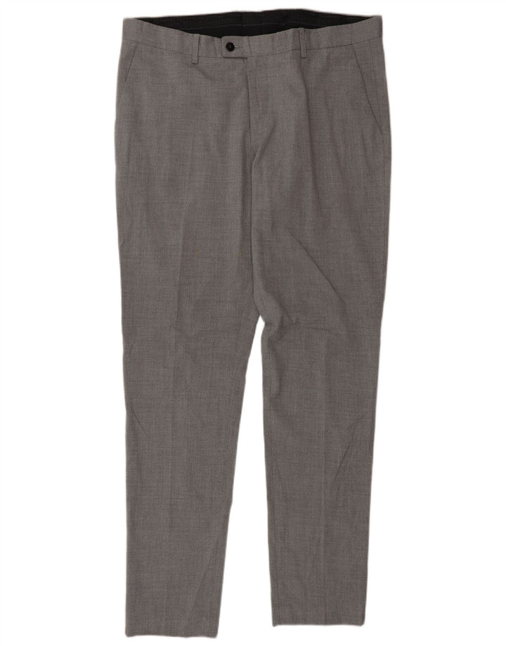 Pantaloni da abito slim da uomo Zara EU 46 XL W36 L33 Poliestere grigio
