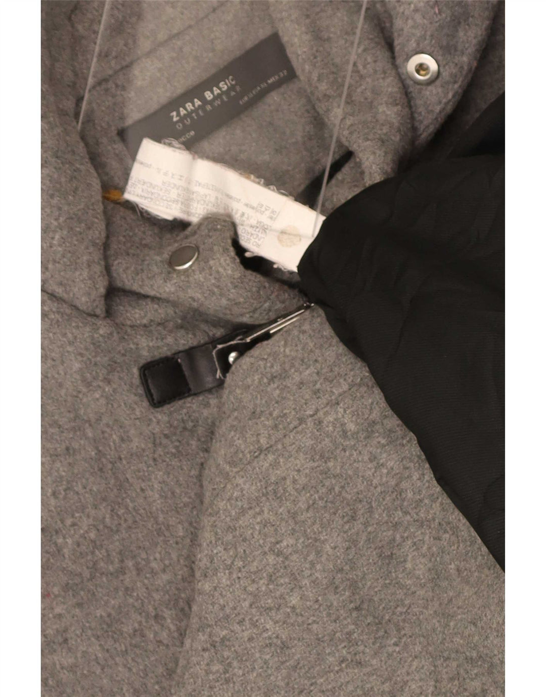 Zara Mujer Trenca Con Capucha ES 40 XL Poliéster Gris
