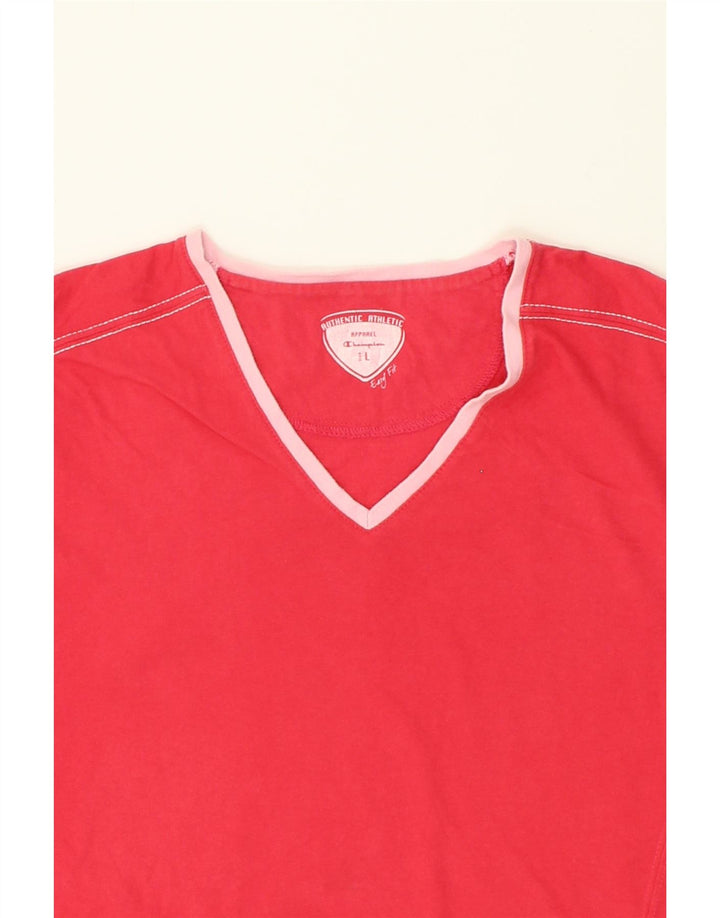 CHAMPION Womens T-Shirt Top UK 14 Large Red Vintage Champion and Second-Hand Champion from Messina Hembry 