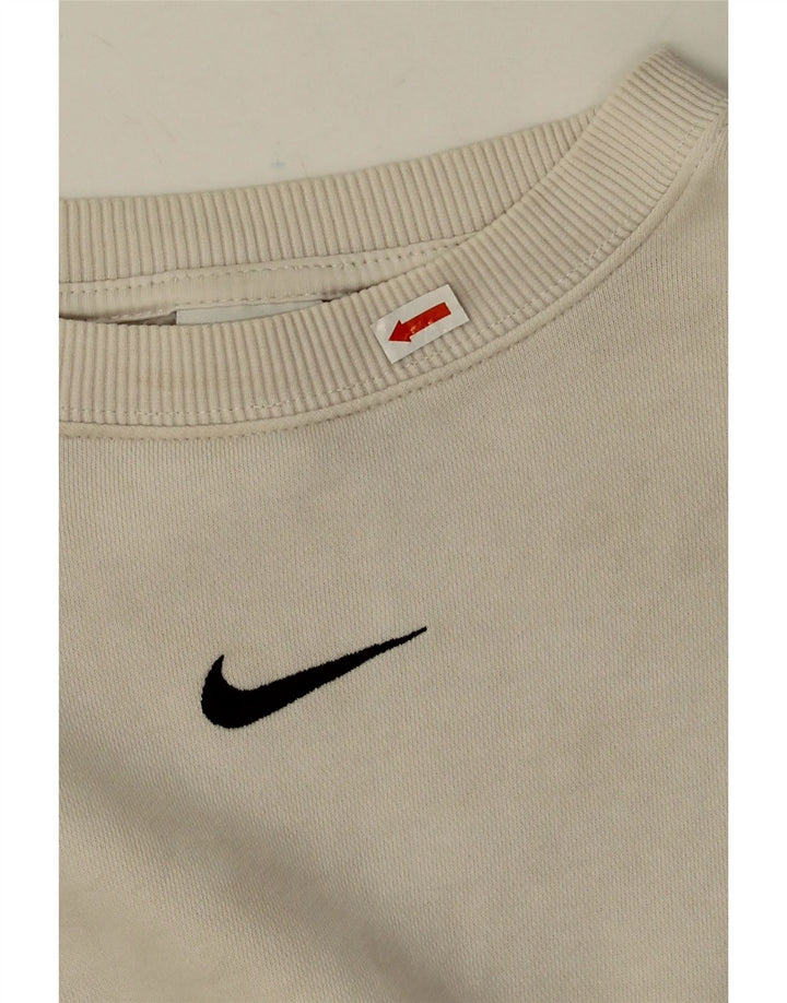 Nike Womens Crop Oversized Sweatshirt Jumper UK 14 Medium Off White Cotton
