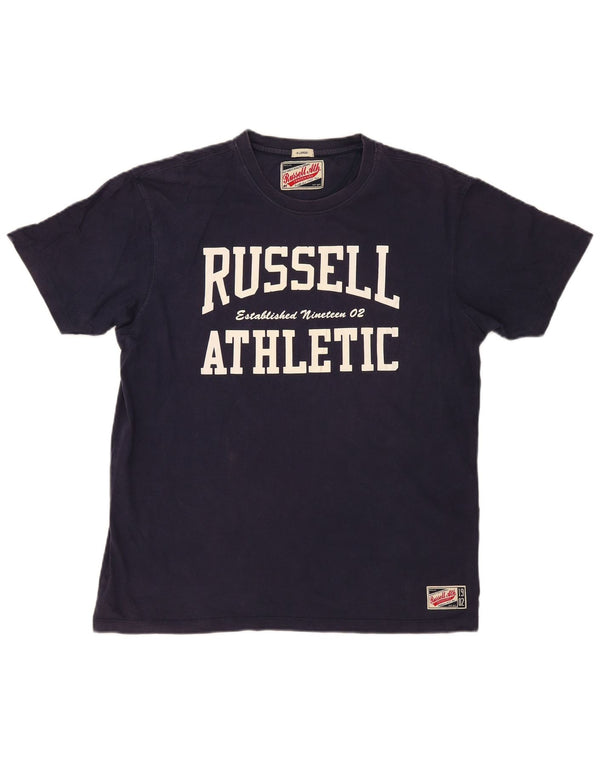 Russell Athletic Herre grafisk T-shirt top XL marineblå bomuld