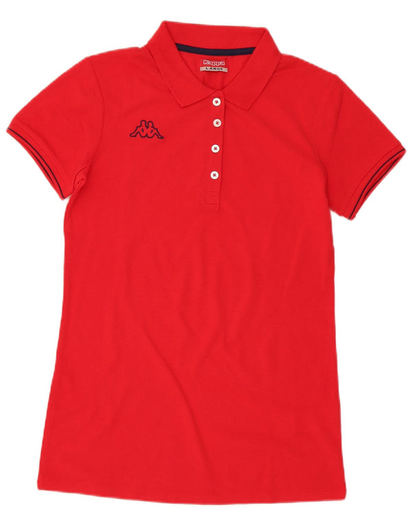 Kappa Dame Polo Shirt UK 14 Stor Rød Bomuld