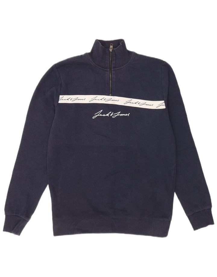 Jack & Jones Herren-Sweatshirt mit Grafik, mittelgroß, Marineblau, Farbblock
