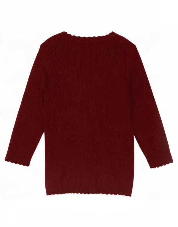 Γυναικείο πουλόβερ με λαιμό 3/4 μανίκια 3/4 UK 12 Medium Burgundy