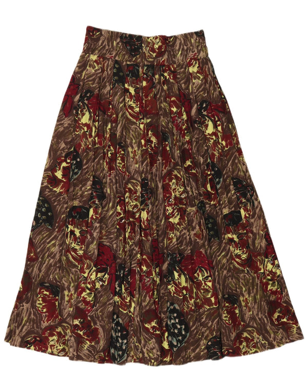 Fusta plisată cu grafic pentru femei Vintage Medium W30 Brown Viscose