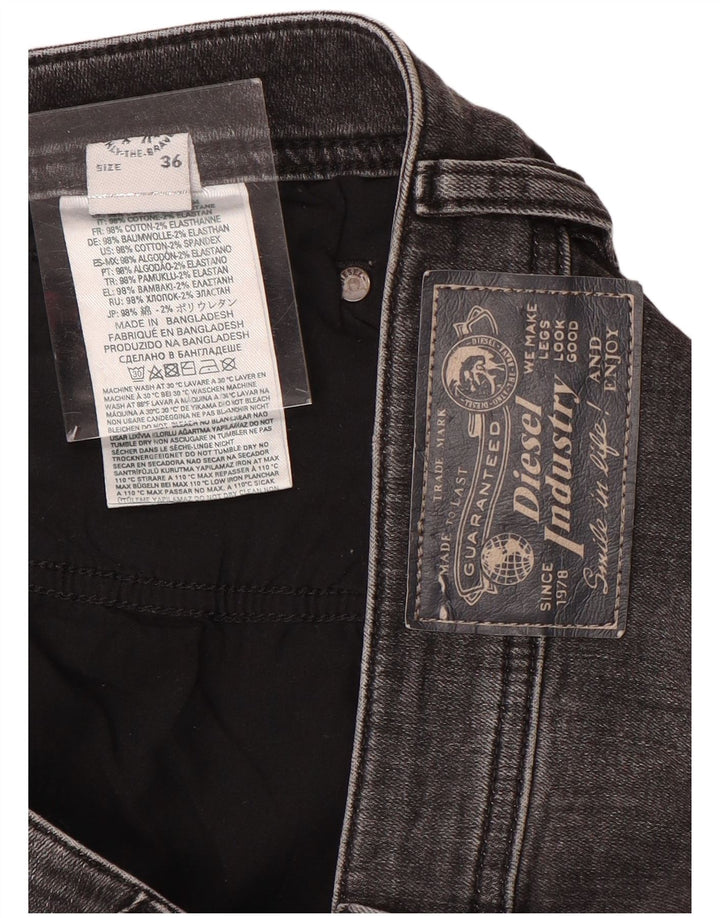 Diesel Mens Distressed Slim Jeans W36 L32 Grey Cotton