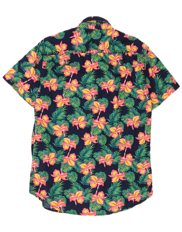 Superdry Herren-Kurzarmhemd, mittelgroß, Marineblau, geblümt, hawaiianische Baumwolle