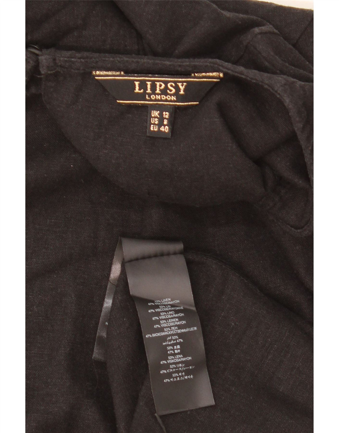 Lipsy Womens Shift Dress UK 12 Medium Black Linen