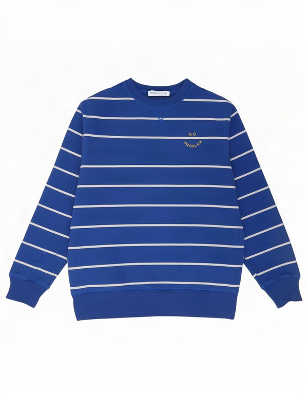 Marks & Spencer Womens Sweatshirt Jumper UK 16 Large Blue Striped Cotton