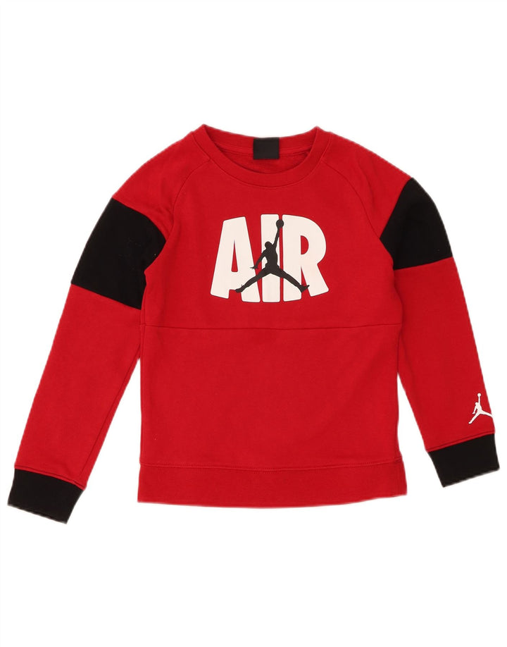 Jordan Boys Graphic Sweatshirt Jumper 6-7 Years Large Red Colourblock