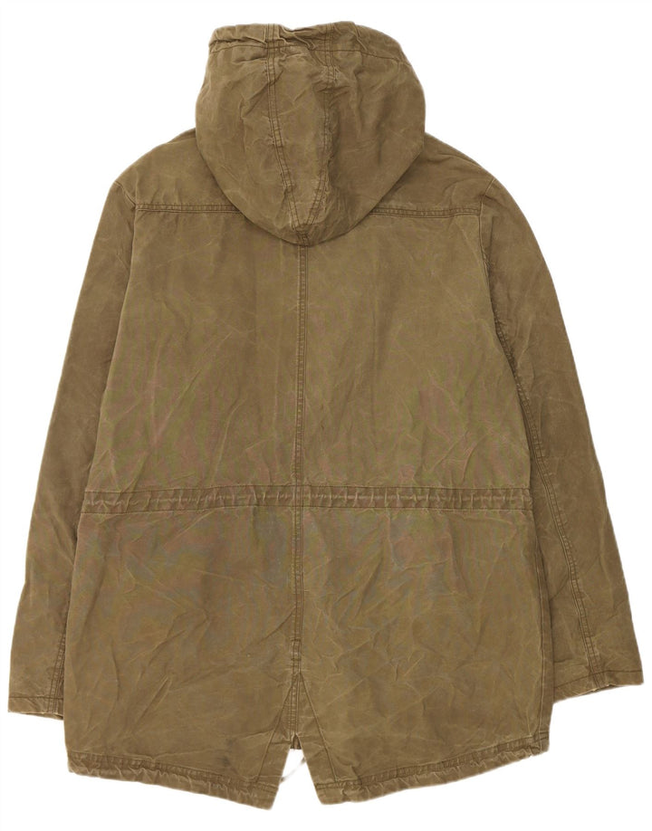 Bomboogie Mens Hooded Parka Jacket UK 42 XL Khaki Cotton